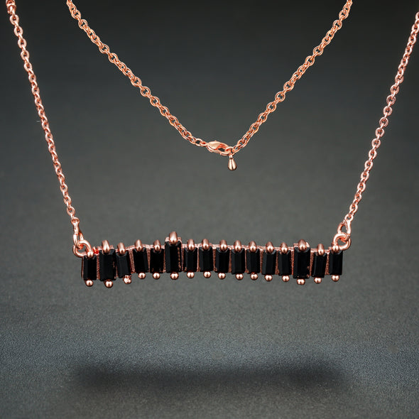 Ladies Simulated Baguette Diamonds Bar Necklace