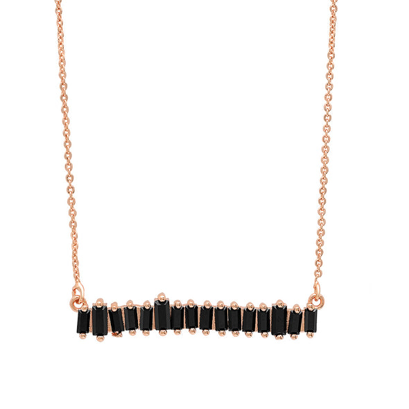 Ladies Simulated Baguette Diamonds Bar Necklace