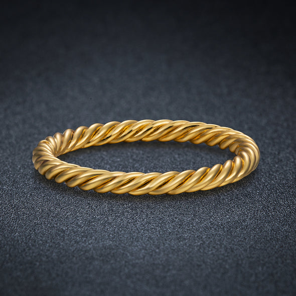 Gold-Plated Brass Twist Band Ring - 2 Colors