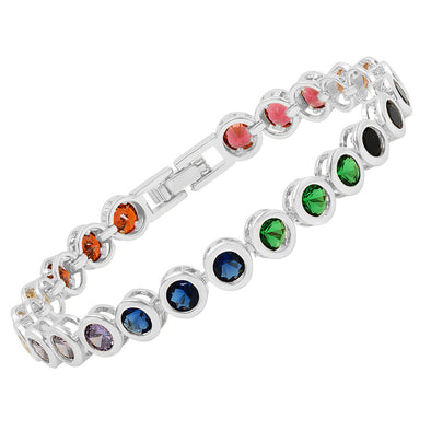 Channel Setting Multicolored Simulated Diamond Bracelet - 2 Colors