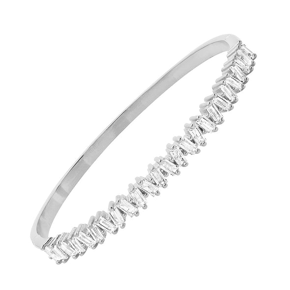 Simulated Diamond Baguette Cut Bangle - 3 Colors