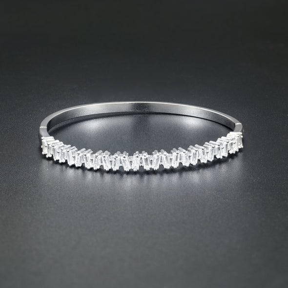 Simulated Diamond Baguette Cut Bangle - 3 Colors