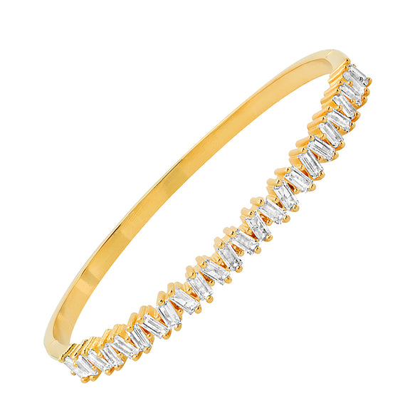 Simulated Diamond Baguette Cut Bangle - 3 Colors