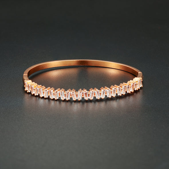 Simulated Diamond Baguette Cut Bangle - 3 Colors