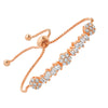 Flower Baguette Bracelet with Simulated Diamonds - 3 Colors