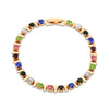 Gold-Plated Multicolored Simulated Diamond Tennis Bracelet