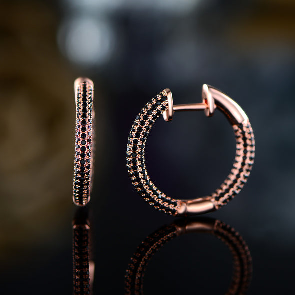 Onyx Pave Hoop Earrings