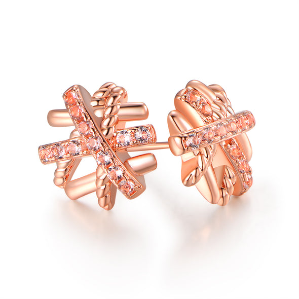 Morganite Criss Cross Stud Earrings