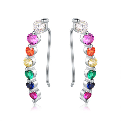 Multi Colored Quartz Threader Earrings