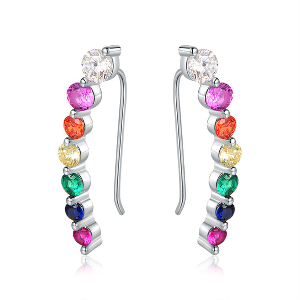 Multi Colored Quartz Threader Earrings