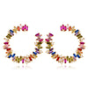 Multicolored Tourmaline Pen-Cut Hoop Earrings - 2 Finishes