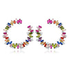 Multicolored Tourmaline Pen-Cut Hoop Earrings - 2 Finishes