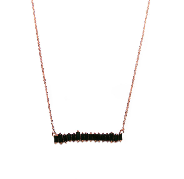 Ladies Simulated Baguette Diamonds Bar Necklace