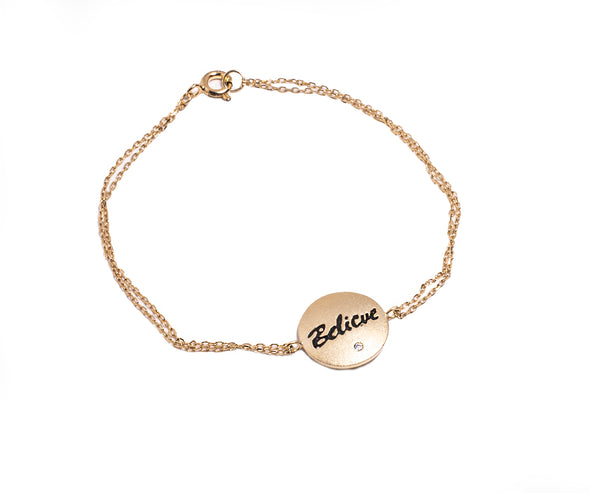 Double Chain "Believe" Circle Station Bracelet