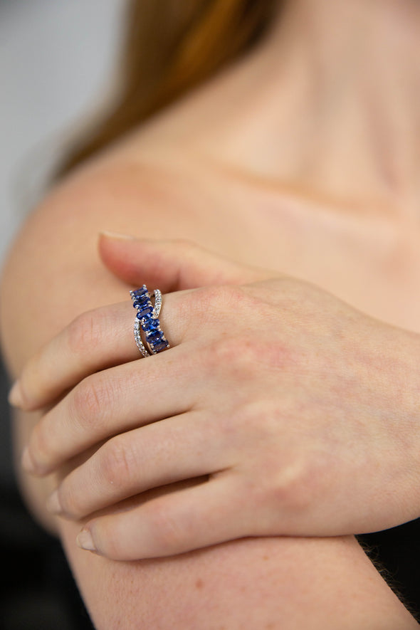 Tanzanite and Cubic Zirconia Ring