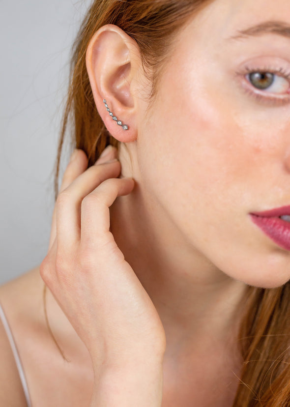 Delicate Ear Climbers with Simulated Diamonds