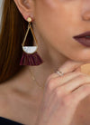 Lucite and Purple fan Tassel Drop Earrings