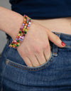 Ladies Tennis Bracelet with Multi-Colored Simulated Diamonds - 3 Colors