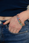 Gold-Plated Multicolored Simulated Diamond Tennis Bracelet