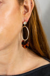 Oval Lucite Tortoise Drop Earrings