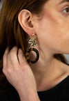 Tortoise Hammered Circle Dangle Earrings