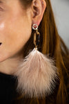 Tortoise Lucite and Crystal Feather Dangle Earrings