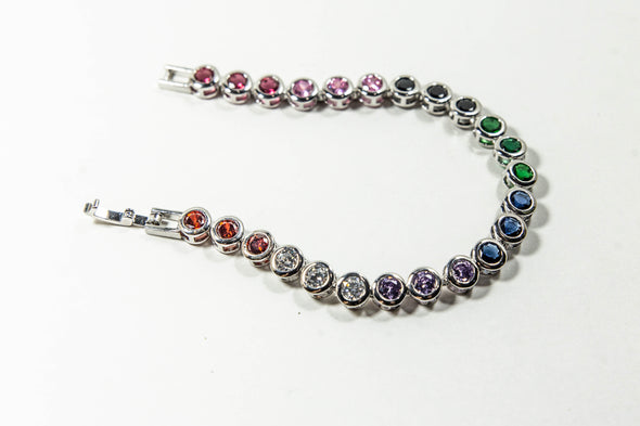 Channel Setting Multicolored Simulated Diamond Bracelet - 2 Colors