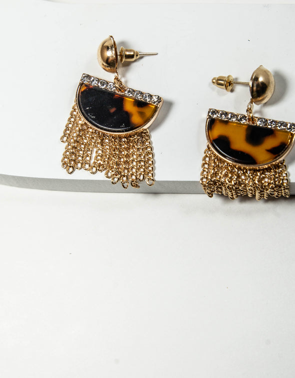 Lucite Tortoise Chain Drop Earrings