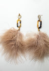 Tortoise Lucite and Crystal Feather Dangle Earrings