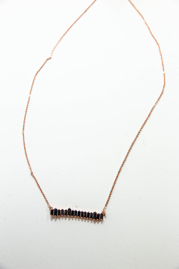 Ladies Simulated Baguette Diamonds Bar Necklace