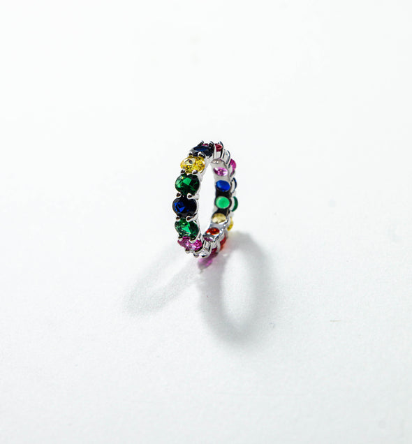 Oval Cut Multi-Colored Tourmaline Eternity Ring