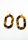 Lucite Tortoise Oval Hoop Earrings