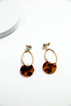 Oval Lucite Tortoise Drop Earrings