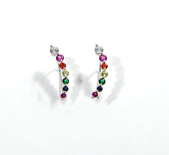 Multi Colored Quartz Threader Earrings