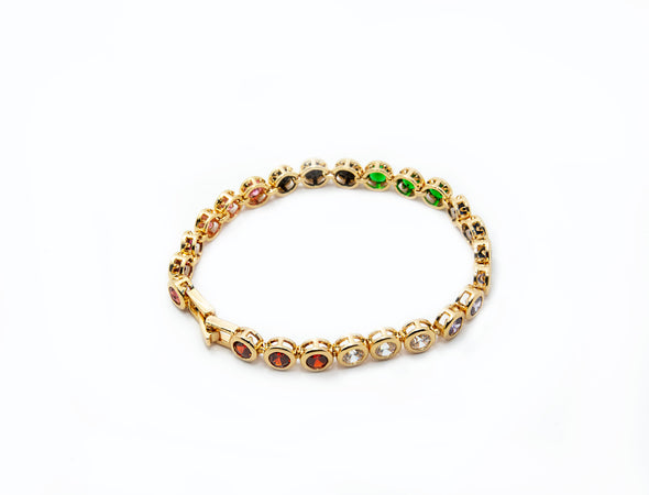 Channel Setting Multicolored Simulated Diamond Bracelet - 2 Colors