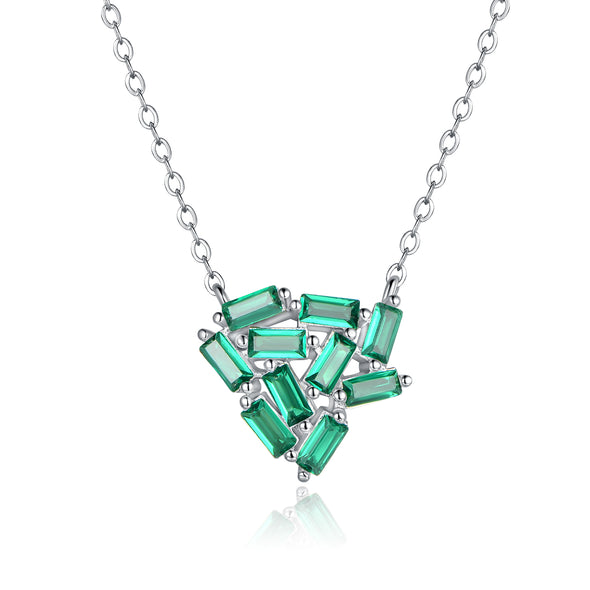 Rhodium Necklace - Ruby or Emerald