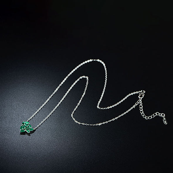 Rhodium Necklace - Ruby or Emerald