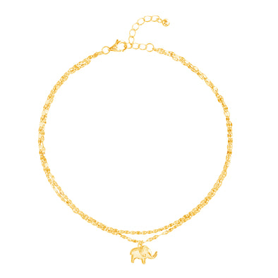 Double Layer Sparkling Chain Elephant Charm Anklet