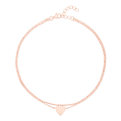 Heart Charm Double Layered Cable Chain Anklet