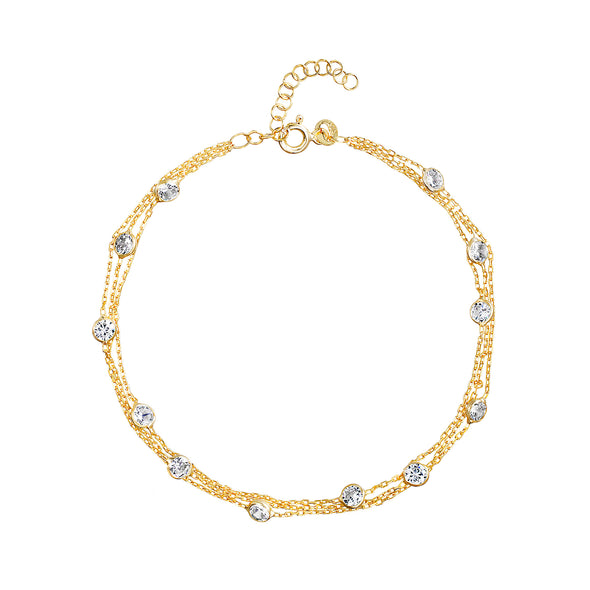 Sparkling Bezel Anklet - 2 Colors