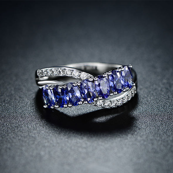 Tanzanite and Cubic Zirconia Ring