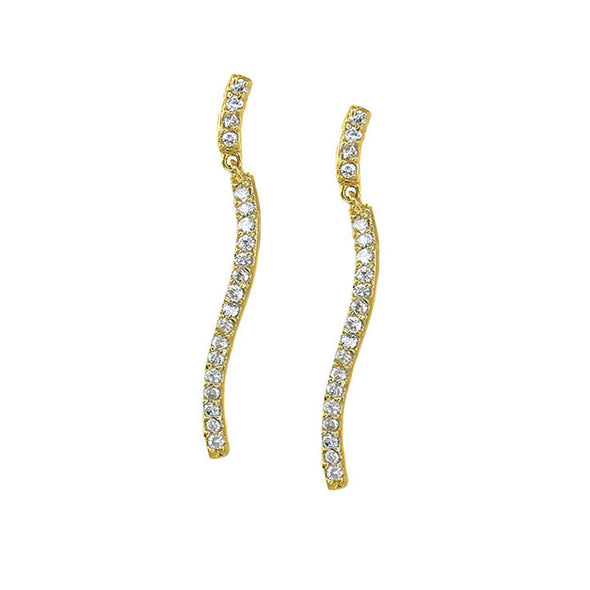 Crystal Long Curved Stick Earrings