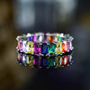 Square Cut Multi-colored Tourmaline Eternity Rings